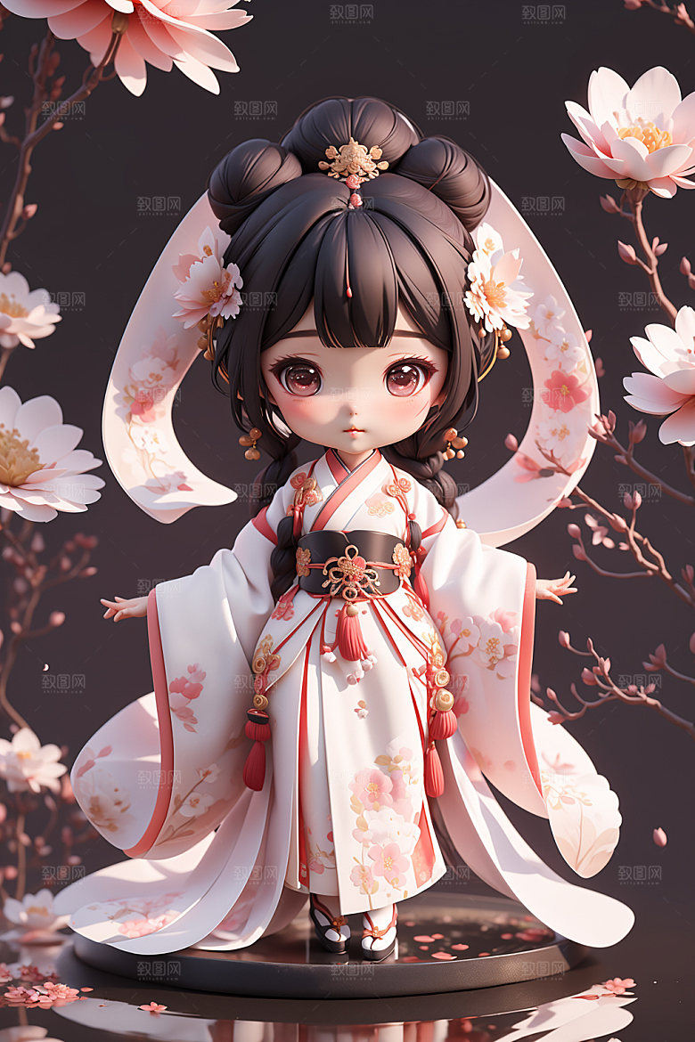 汉服少女卡通人物模型