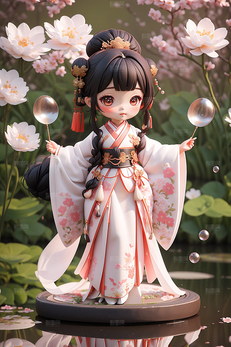 汉服少女可爱中式模型