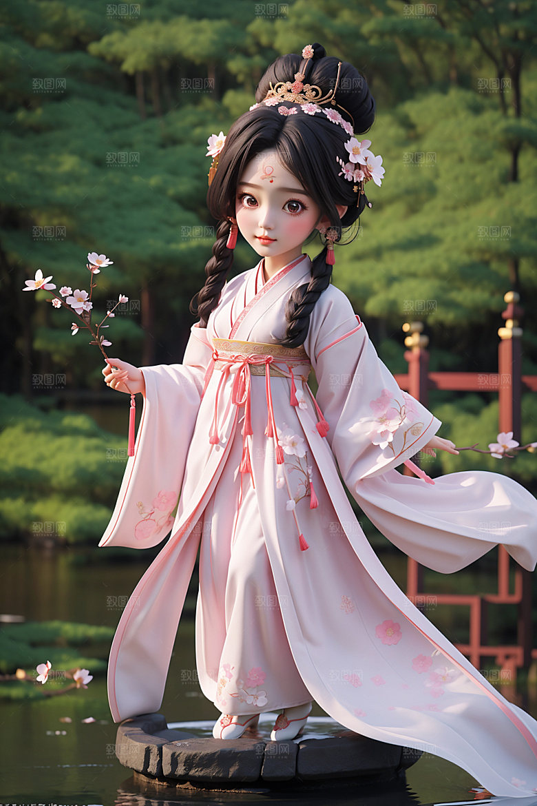 汉服少女3D甜美模型