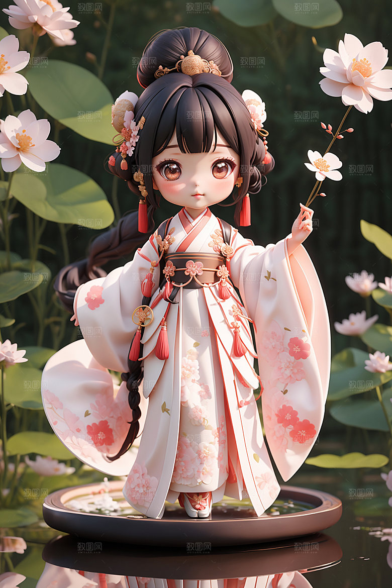 汉服少女甜美可爱模型