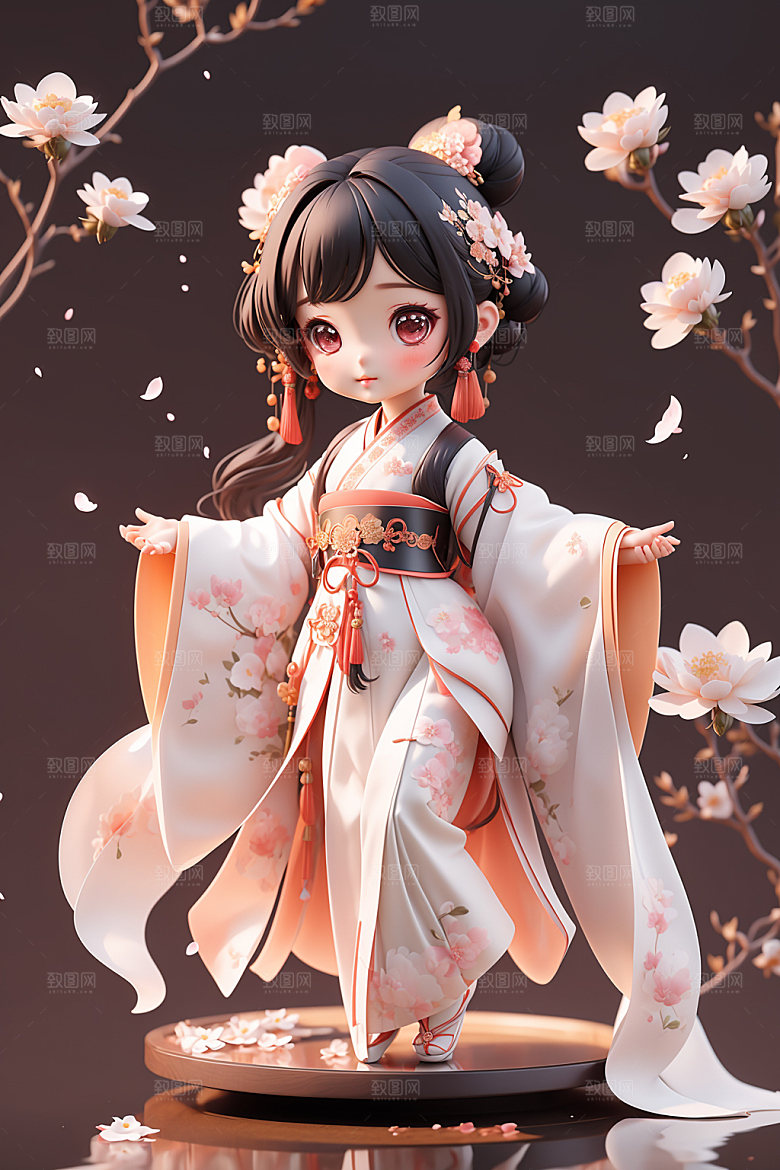 汉服少女甜美人物模型