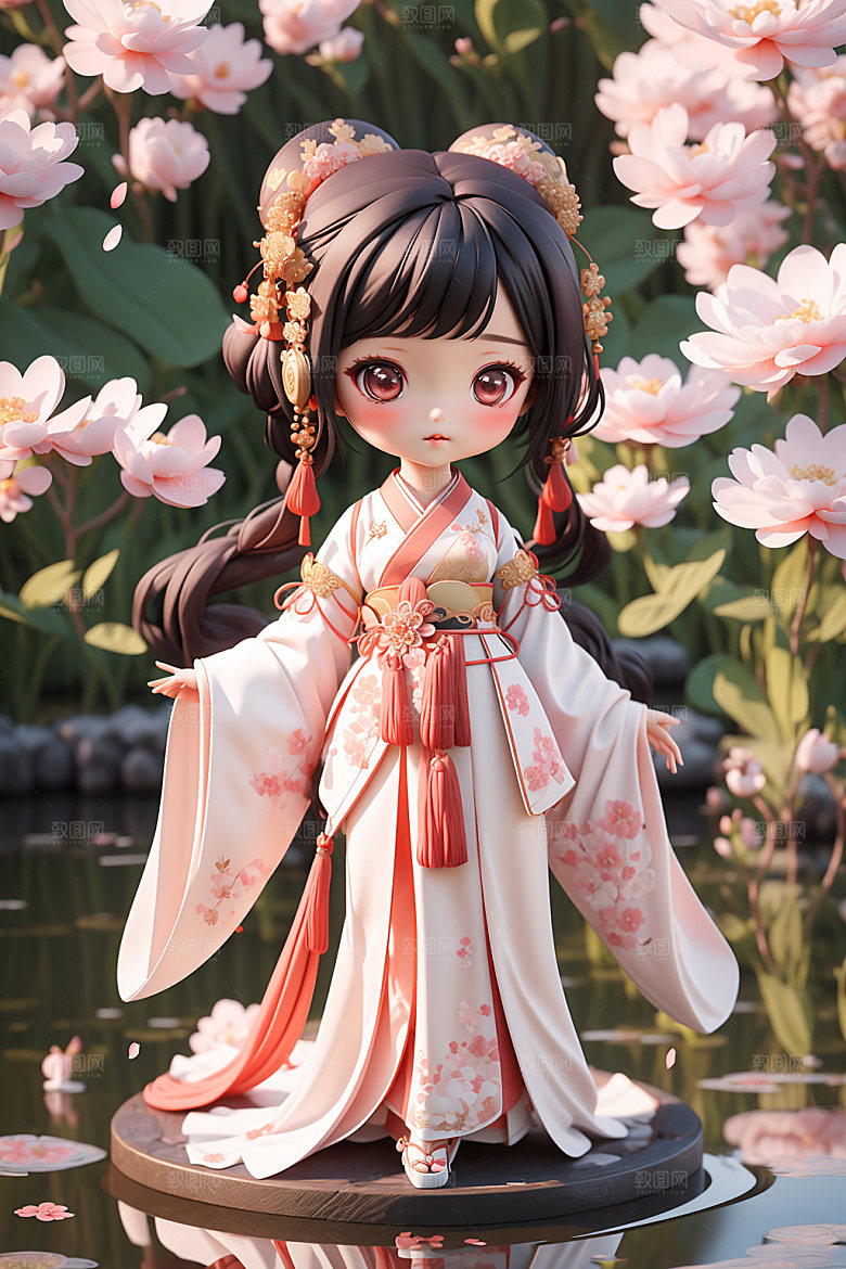 汉服少女Q版可爱模型