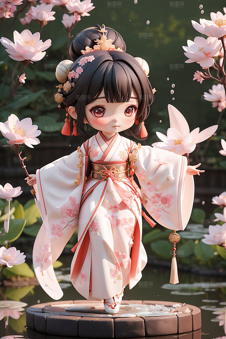 汉服少女甜美中式模型