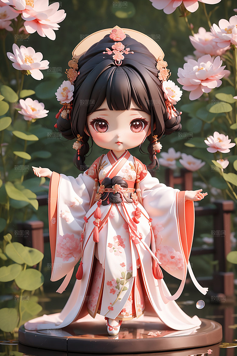 汉服少女3D立体模型