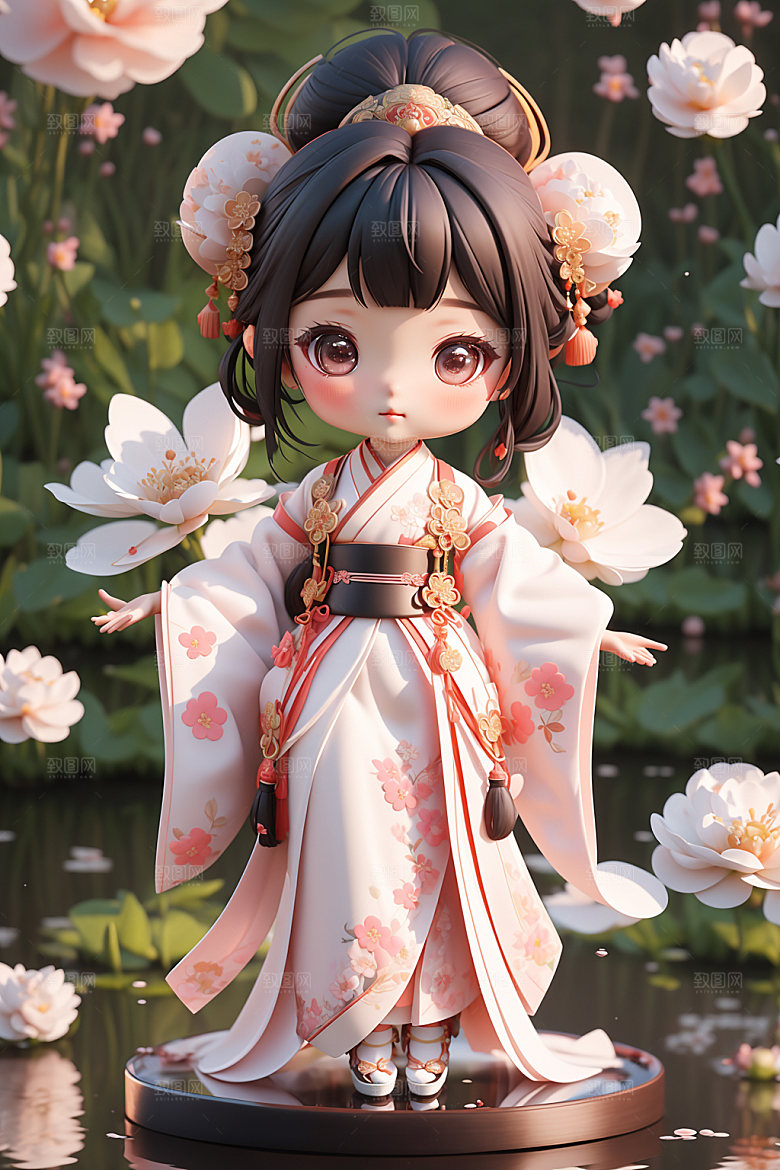 汉服少女中式中国风模型