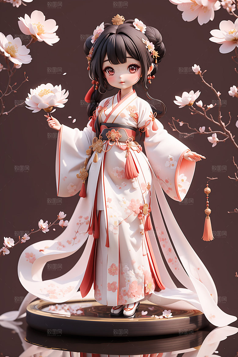 汉服少女立体中式模型
