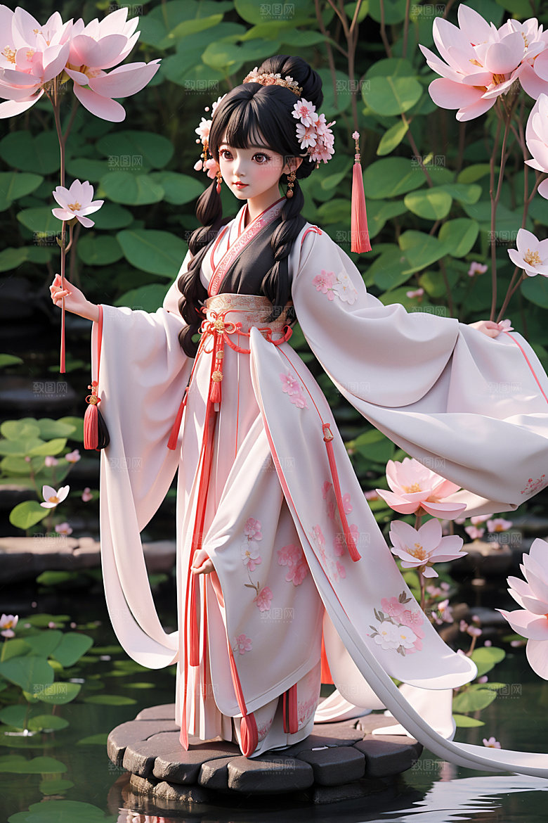汉服少女中式人物模型