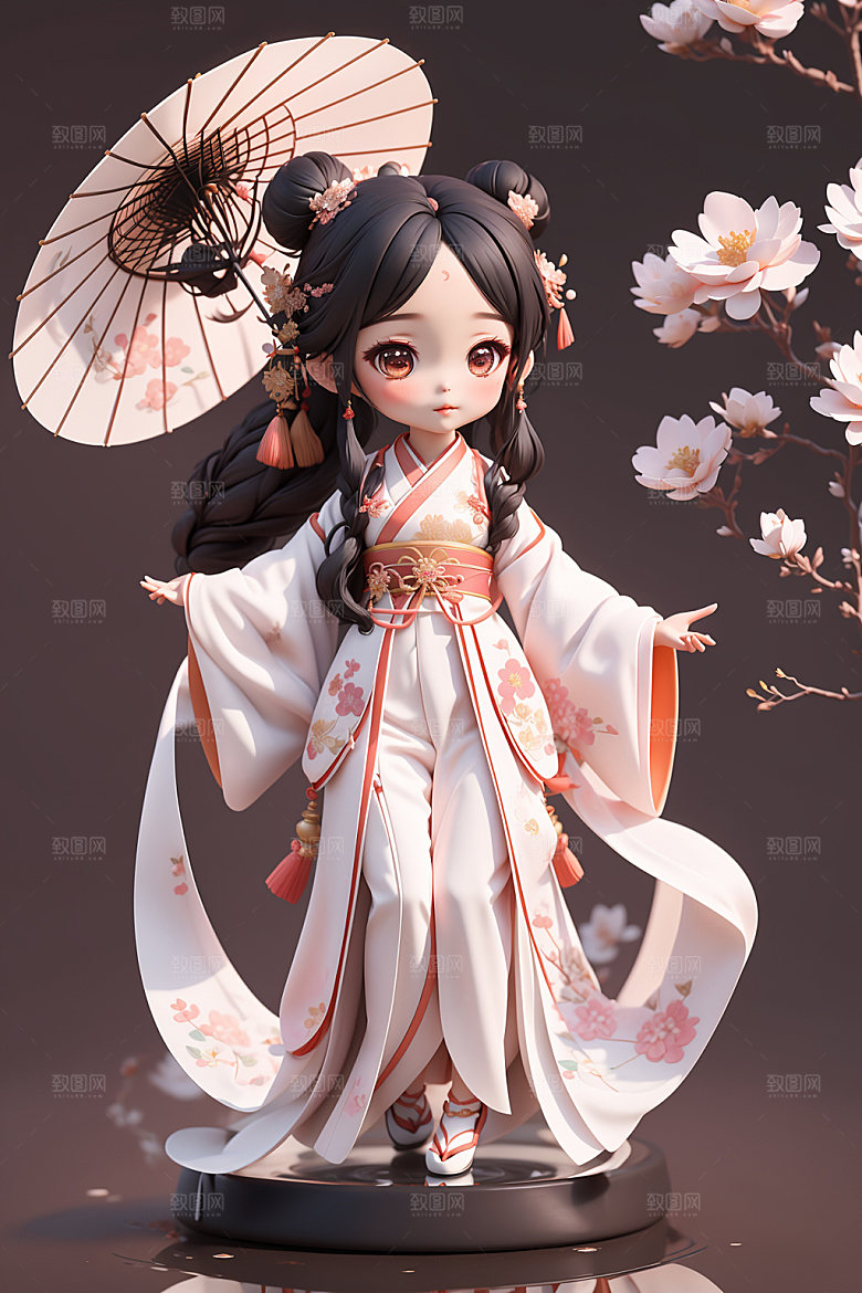 汉服少女可爱Q版模型
