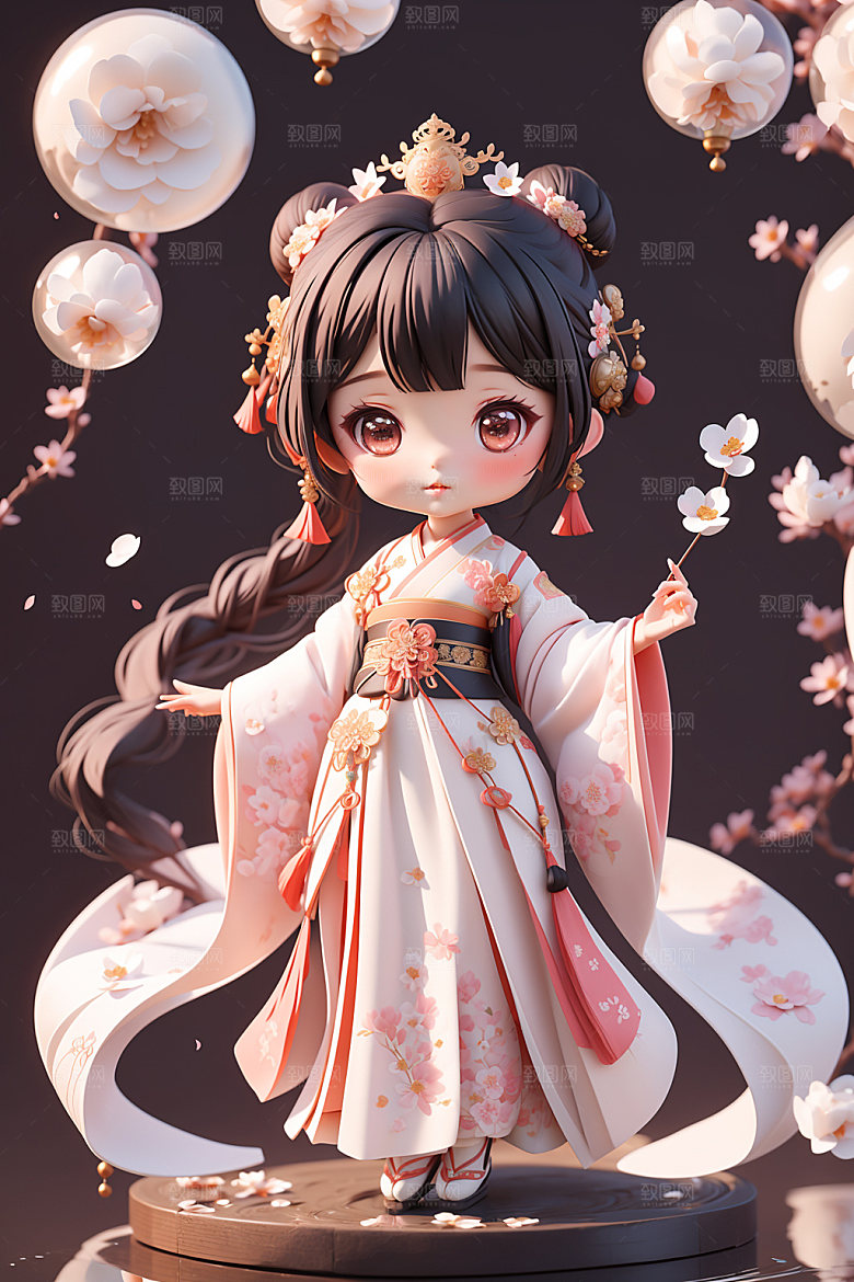 汉服少女3D可爱模型
