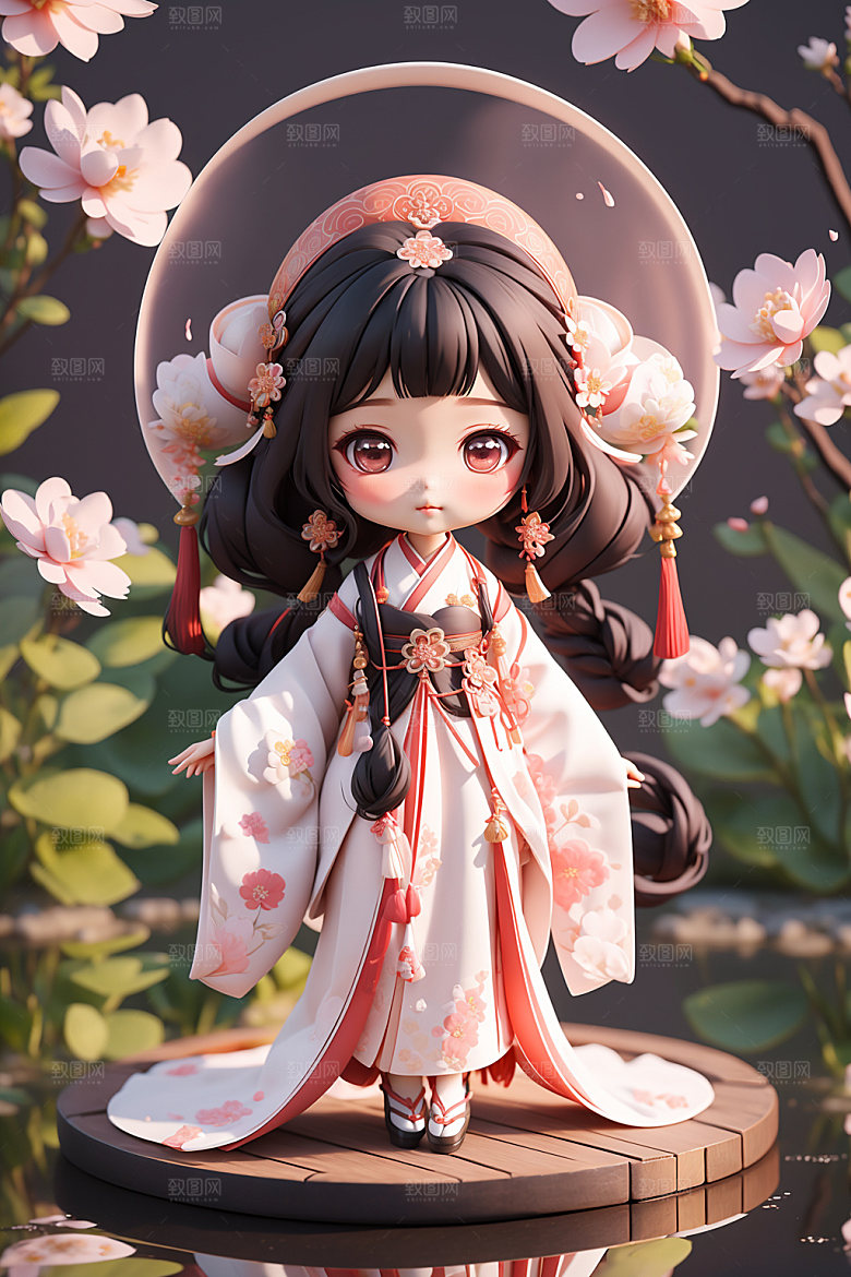 汉服少女可爱中国风模型