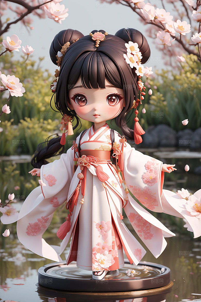 汉服少女立体人物模型