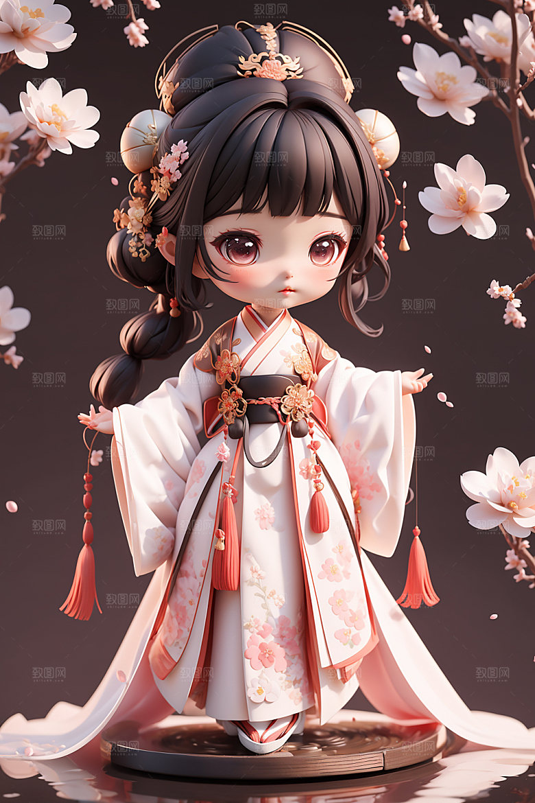汉服少女可爱中国风模型