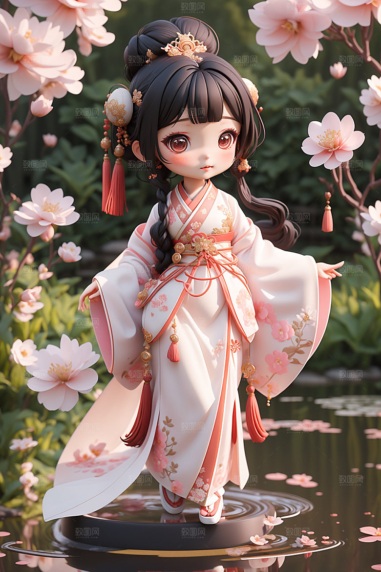 汉服少女3D甜美模型