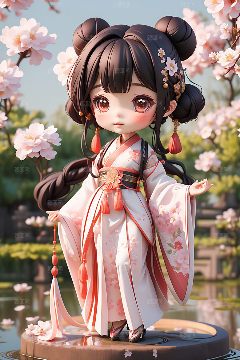 汉服少女中式中国风模型