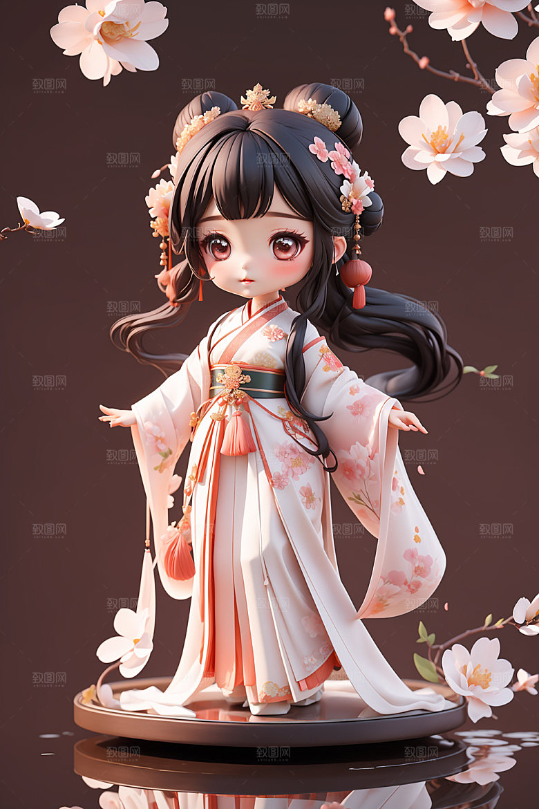 汉服少女可爱Q版模型