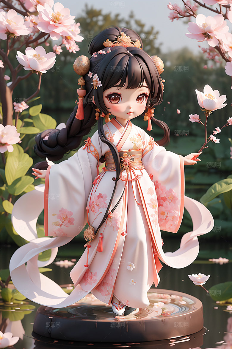 汉服少女中式立体模型