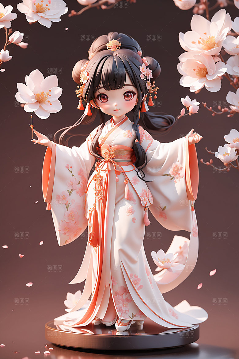 汉服少女立体中国风模型