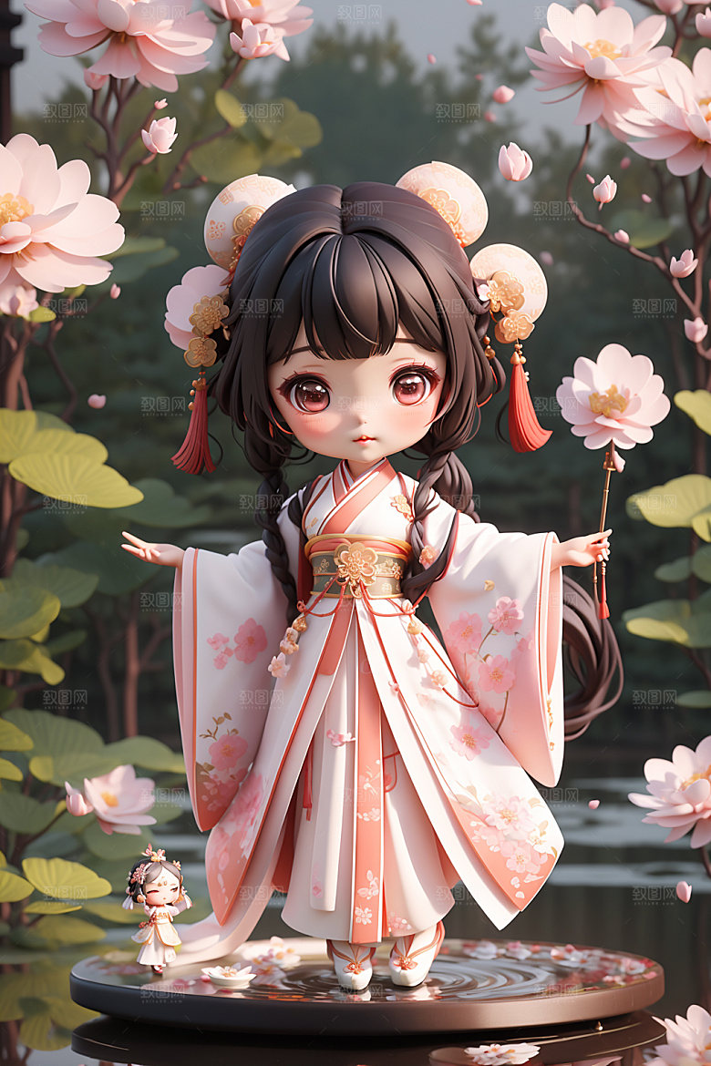 汉服少女甜美立体模型