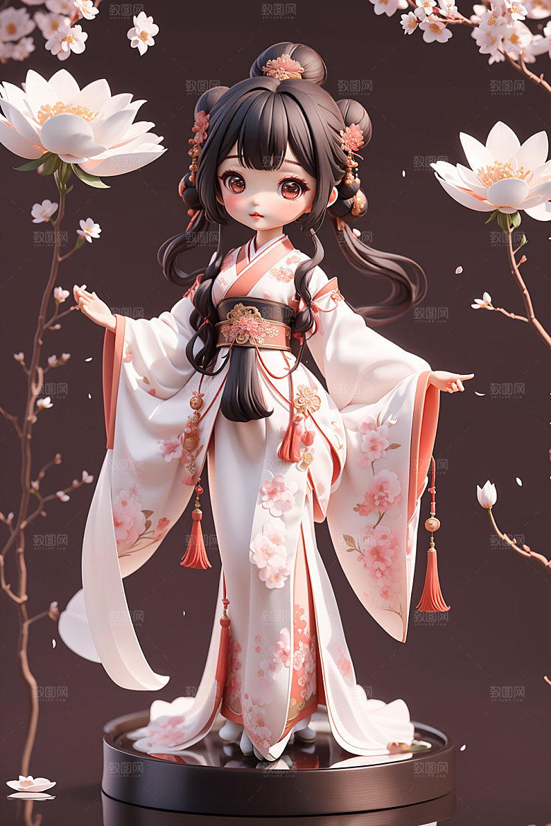 汉服少女可爱立体模型