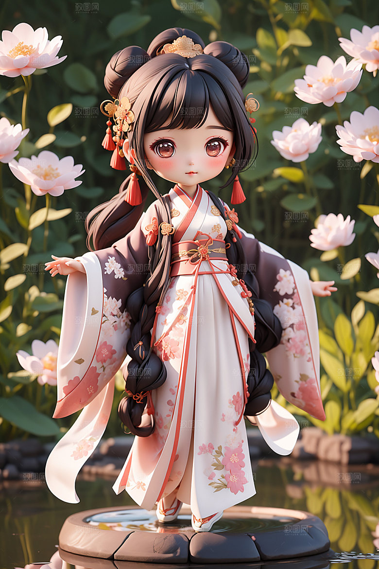 汉服少女甜美立体模型
