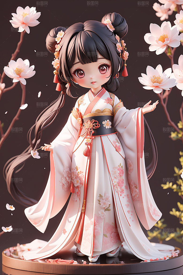 汉服少女甜美人物模型