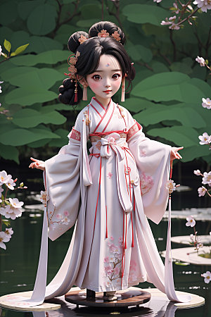 汉服少女卡通Q版模型