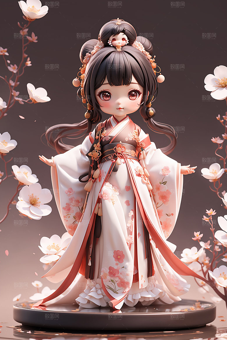 汉服少女可爱中国风模型