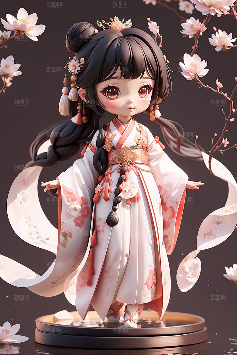 汉服少女中国风Q版模型