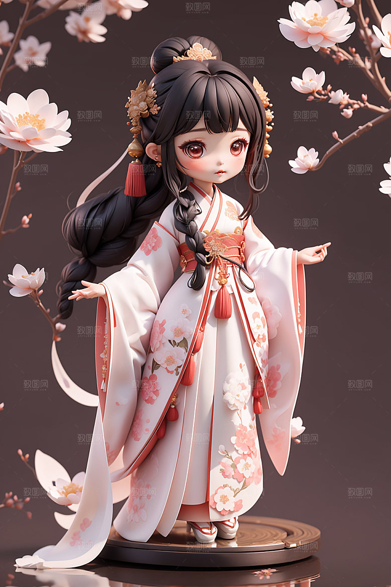 汉服少女可爱中式模型