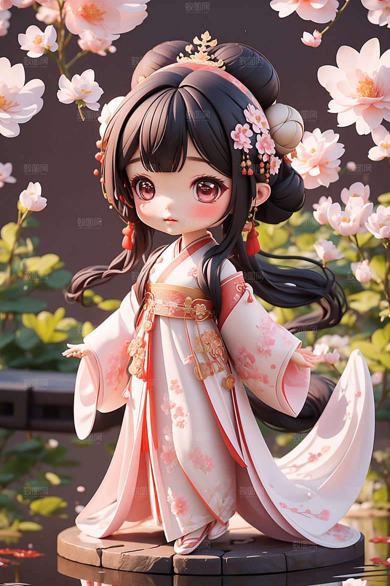 汉服少女甜美立体模型