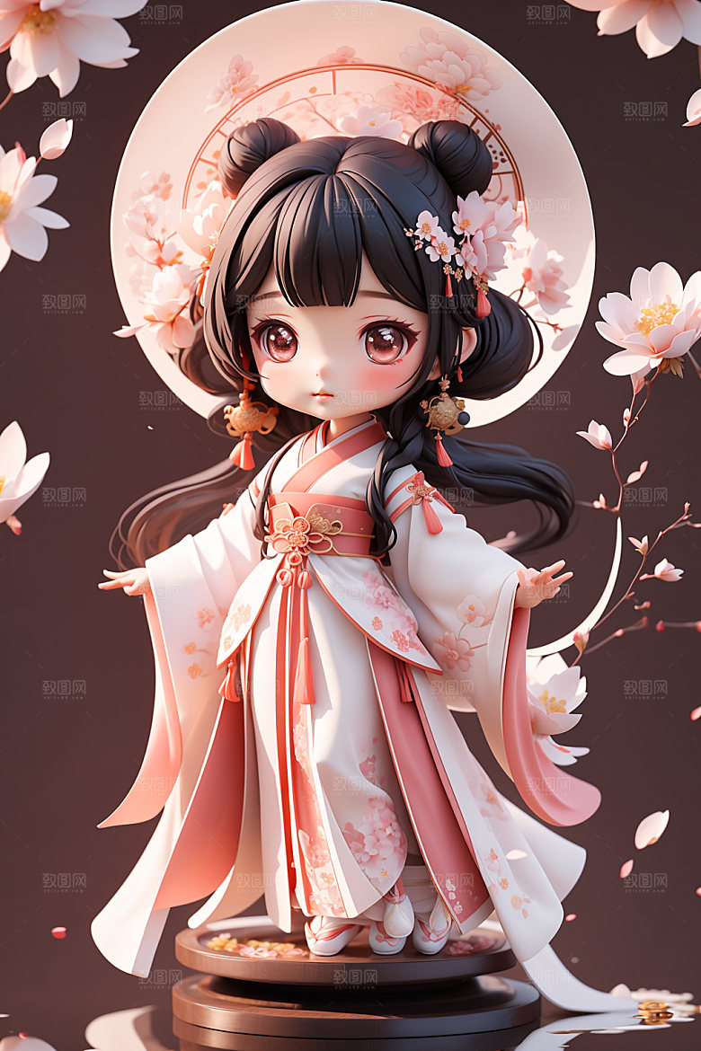 汉服少女立体甜美模型