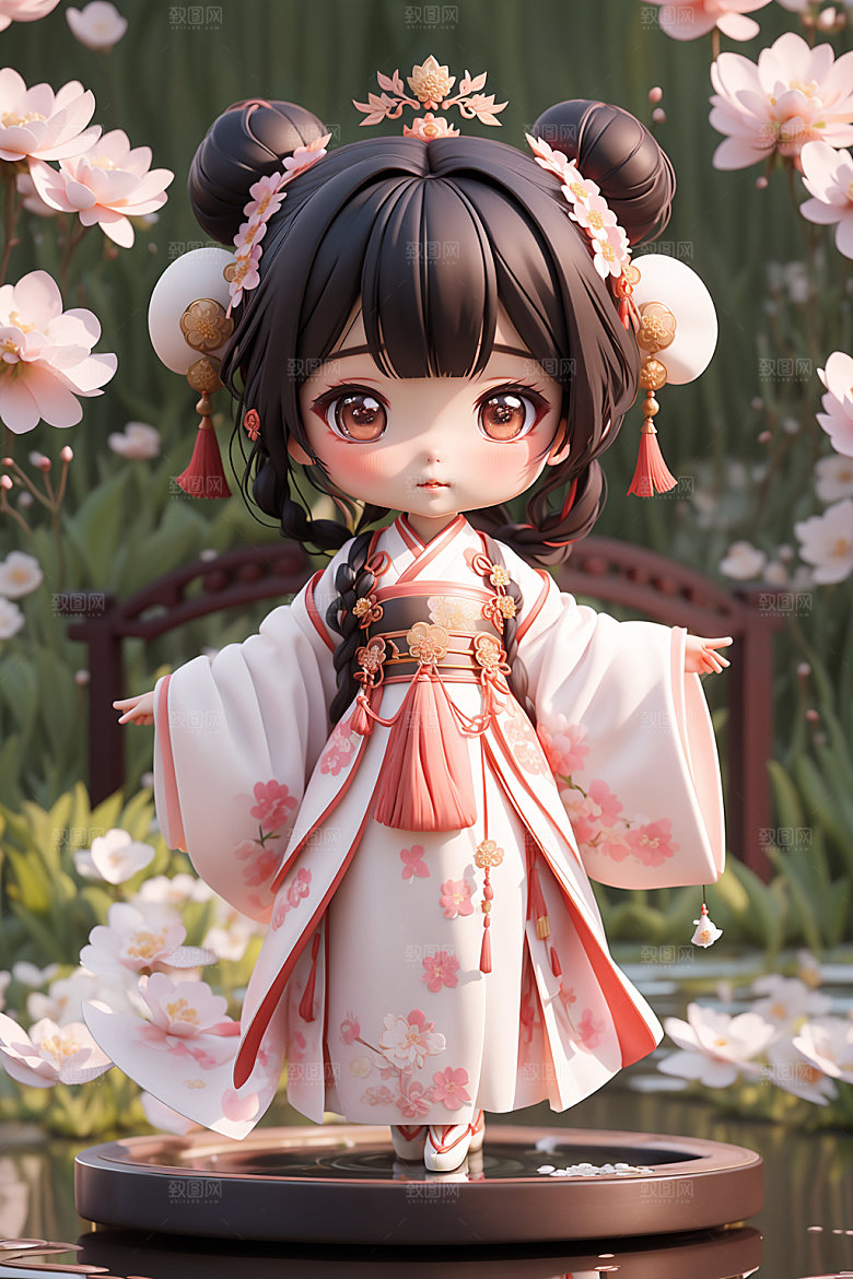 汉服少女可爱中式模型