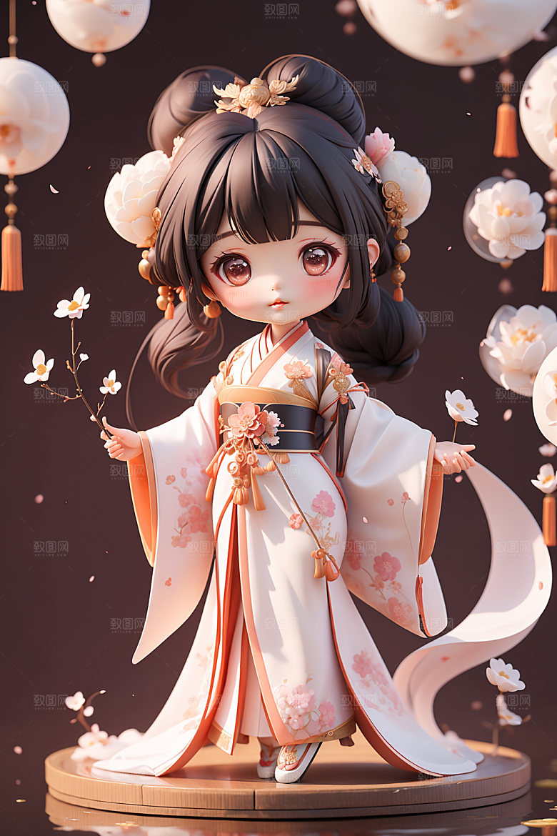 汉服少女立体可爱模型