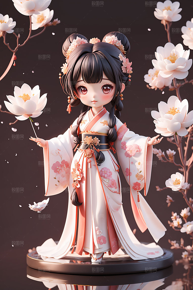 汉服少女可爱立体模型