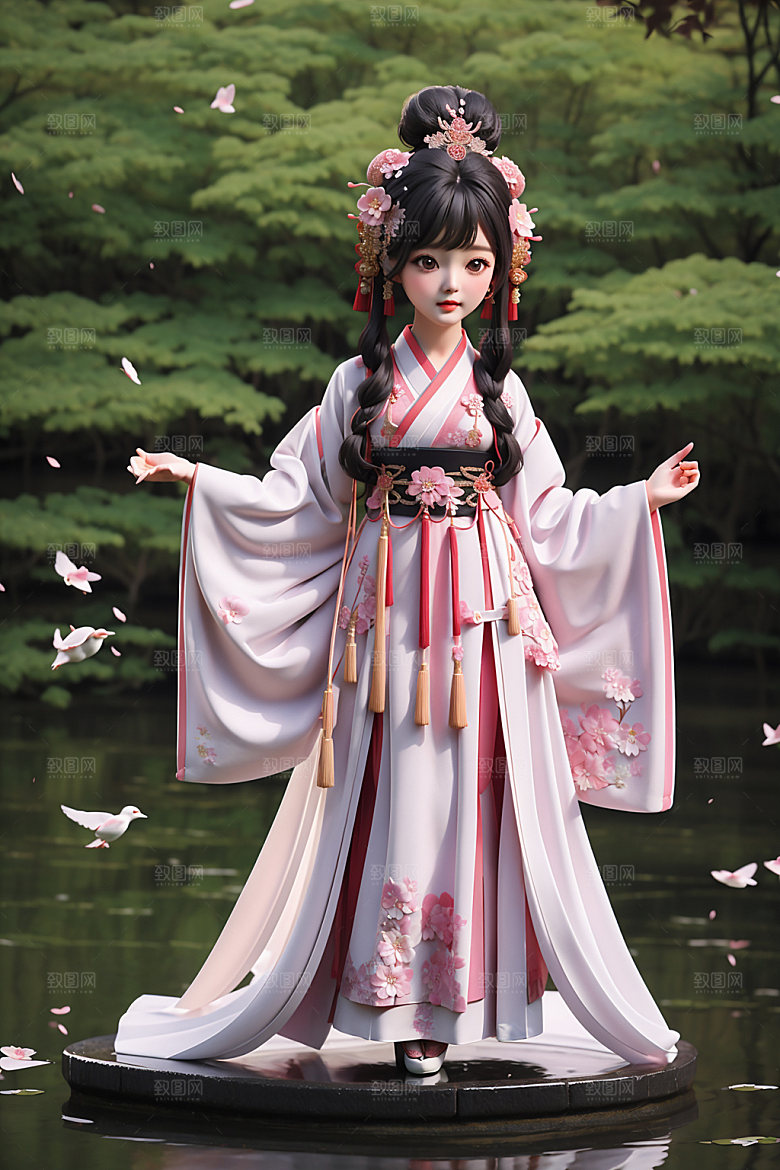 汉服少女人物甜美模型
