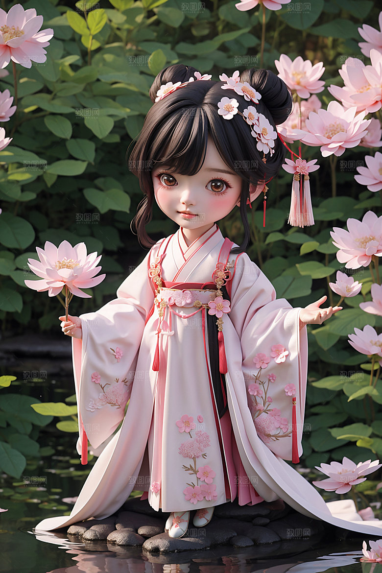 汉服少女中国风3D模型