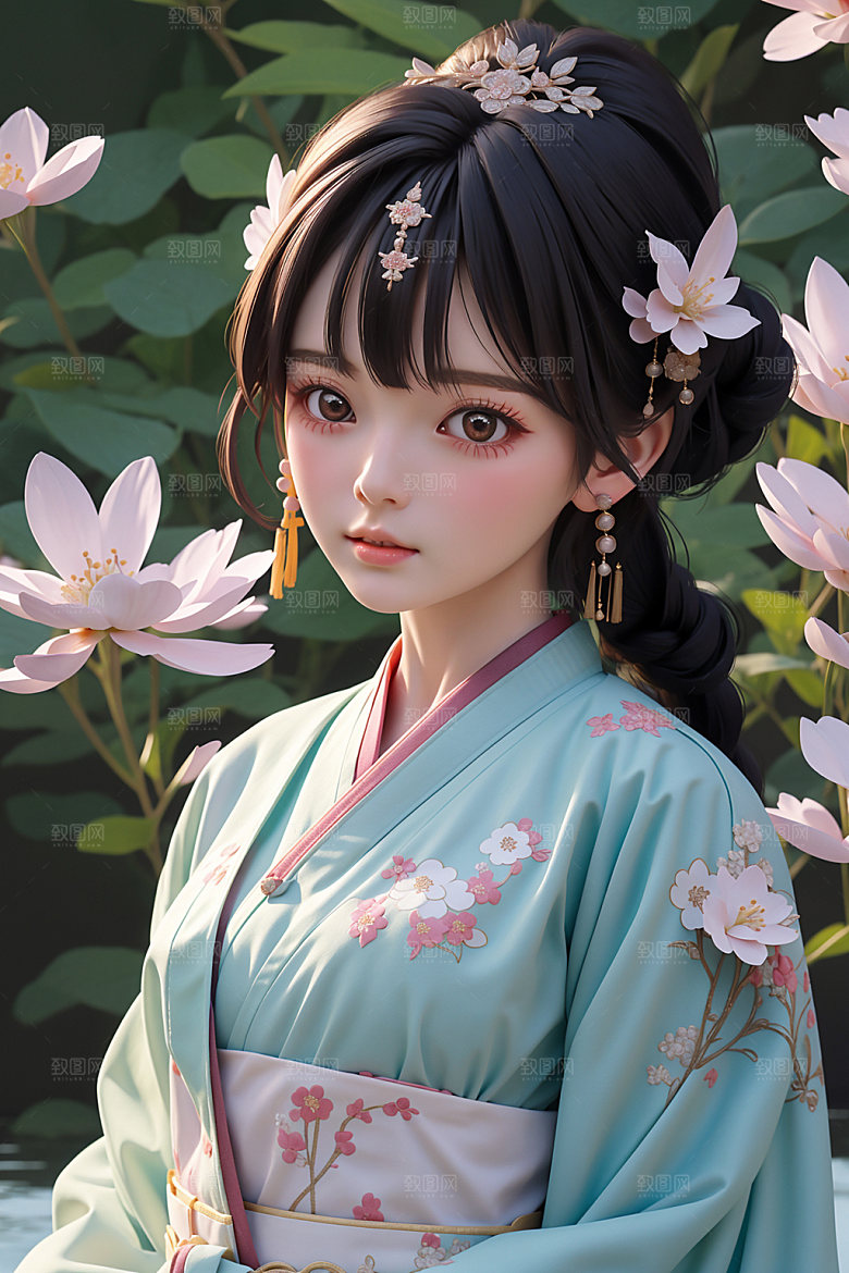 汉服少女Q版中式模型