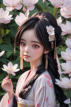 汉服少女中国风中式模型