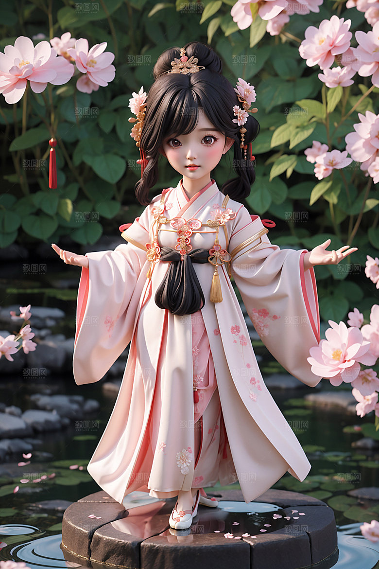 汉服少女人物3D模型