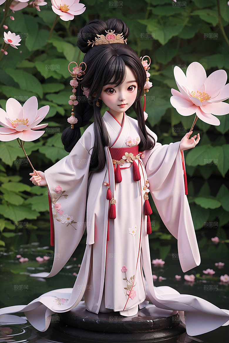 汉服少女立体甜美模型