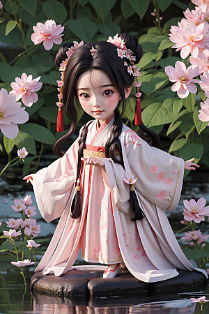 汉服少女中国风3D模型