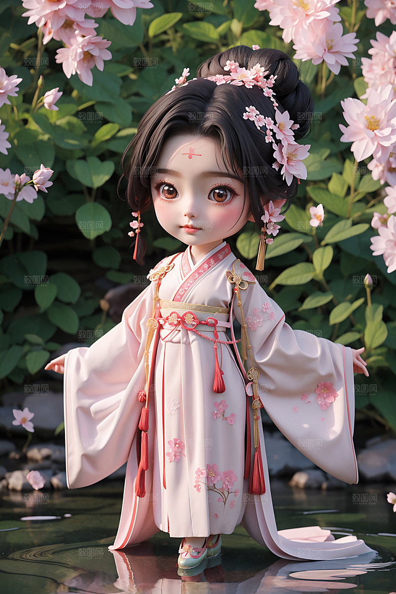 汉服少女人物可爱模型