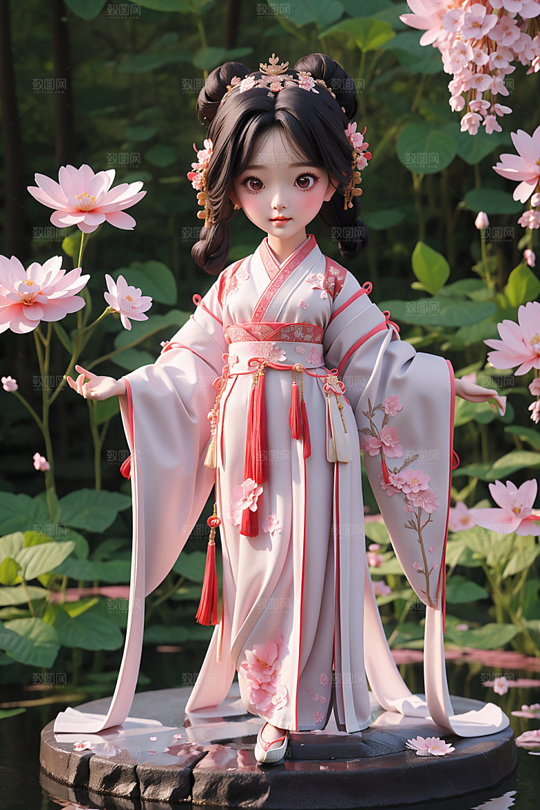 汉服少女立体3D模型