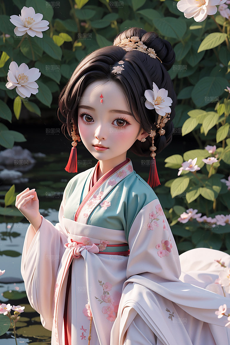 汉服少女可爱立体模型