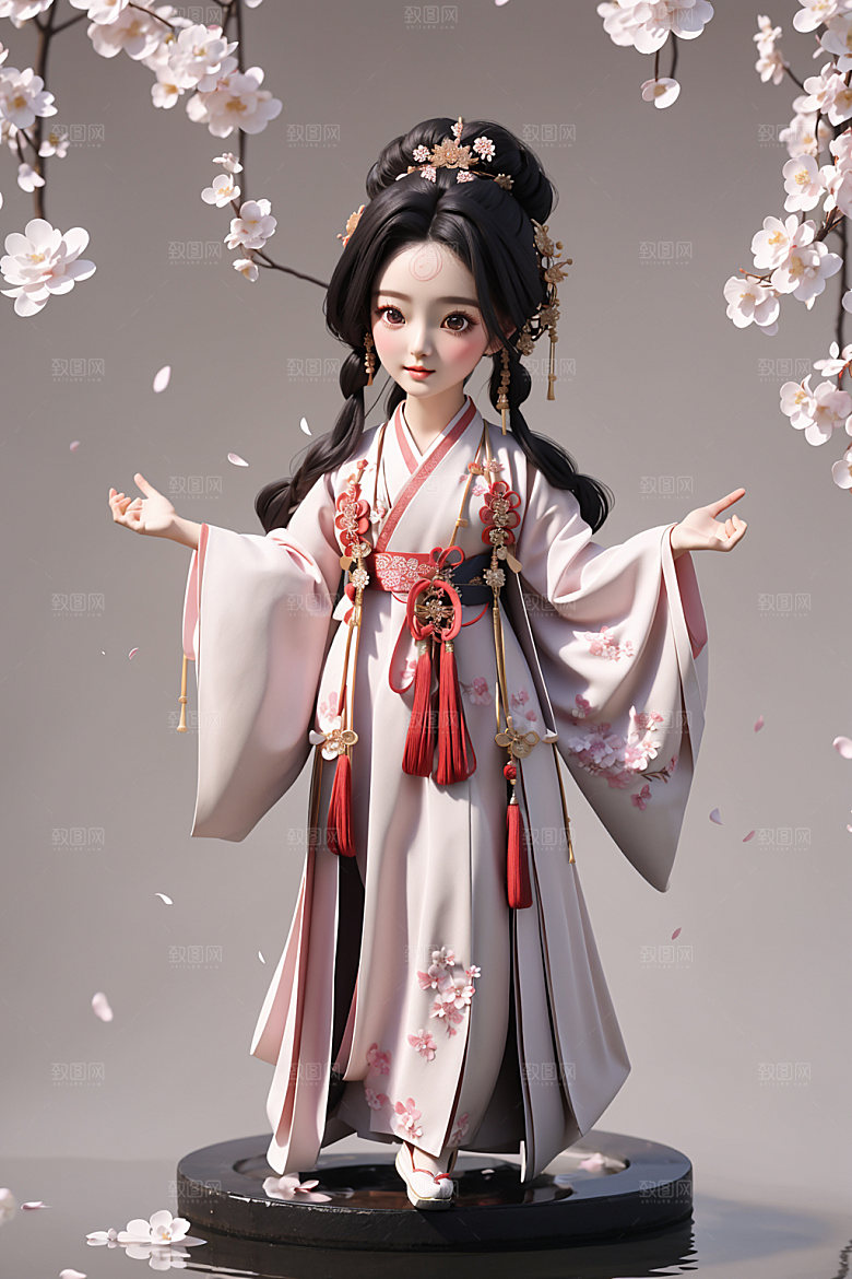 汉服少女可爱中式模型