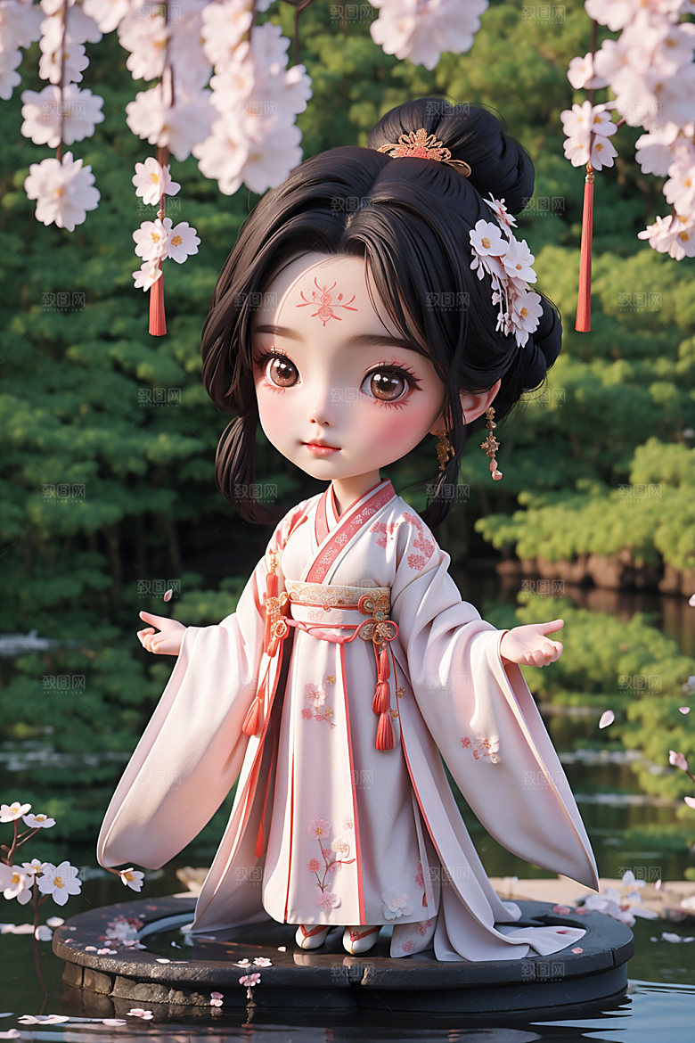 汉服少女可爱甜美模型
