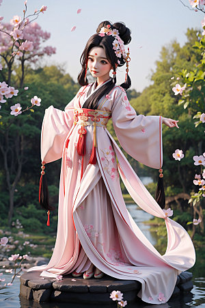 汉服少女可爱中式模型