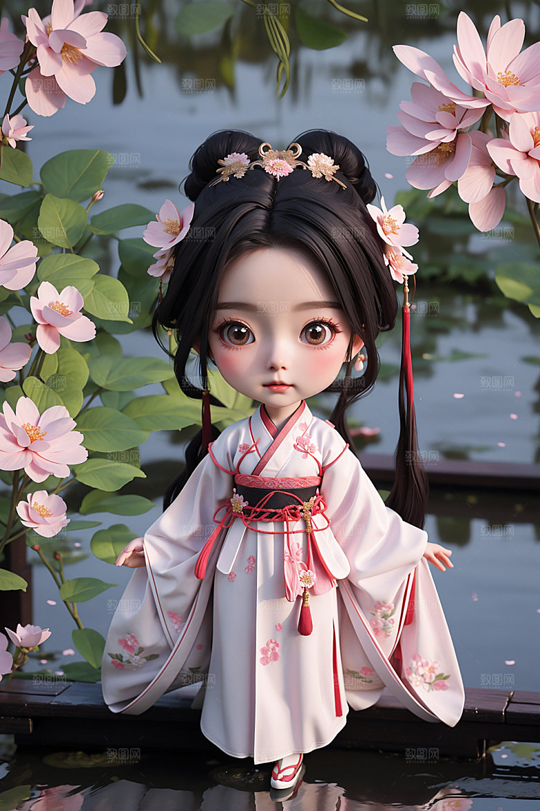 汉服少女中式3D模型