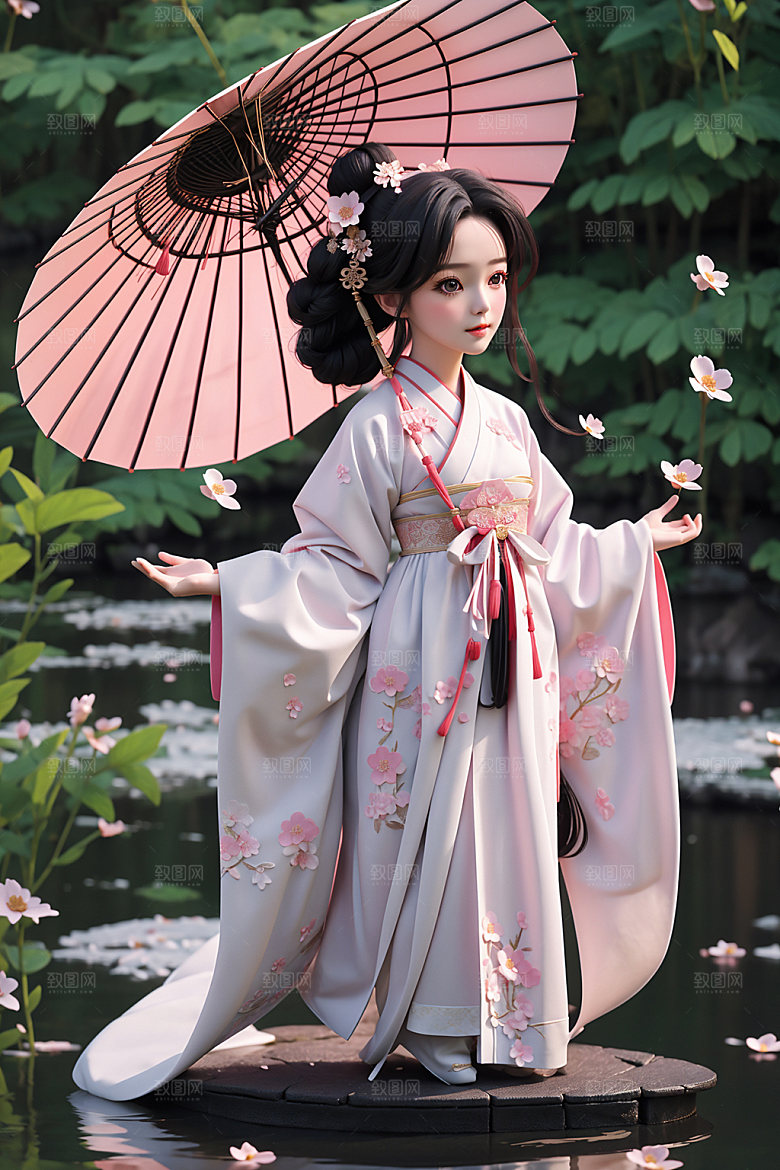 汉服少女甜美中式模型