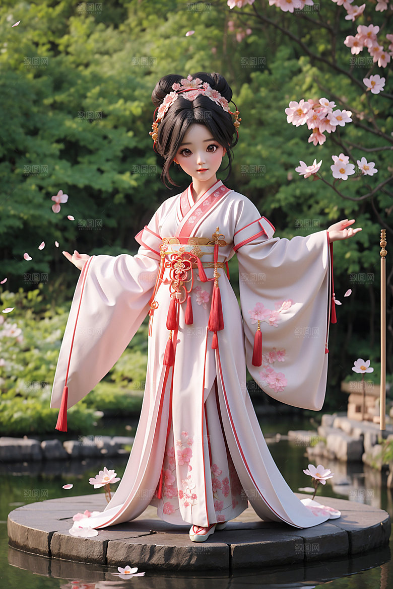 汉服少女3D可爱模型